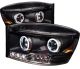 2006-2008 Dodge Ram Black Housing Dual Halo Angel Eyes LED Proje