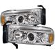 1994-2001 Dodge Ram Chrome Housing Dual Halo Angel Eyes LED Proj