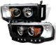 2002-2005 Dodge Ram Black Housing Dual Halo Angel Eyes LED Proje