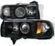 1994-2001 Dodge Ram Black Housing Dual Halo Angel Eyes LED Proje