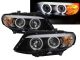 Projector53 Euro Headlights BLACK Headlights Pair with Orion LED Angel Eyes 2004-2006 BMW X5 Only